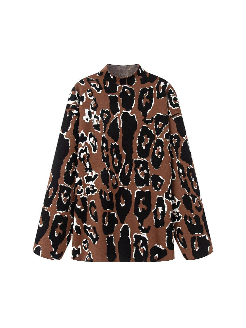 Damen lässiger Animal-Print Pullover EB