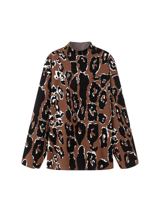 Damen lässiger Animal-Print Pullover EB