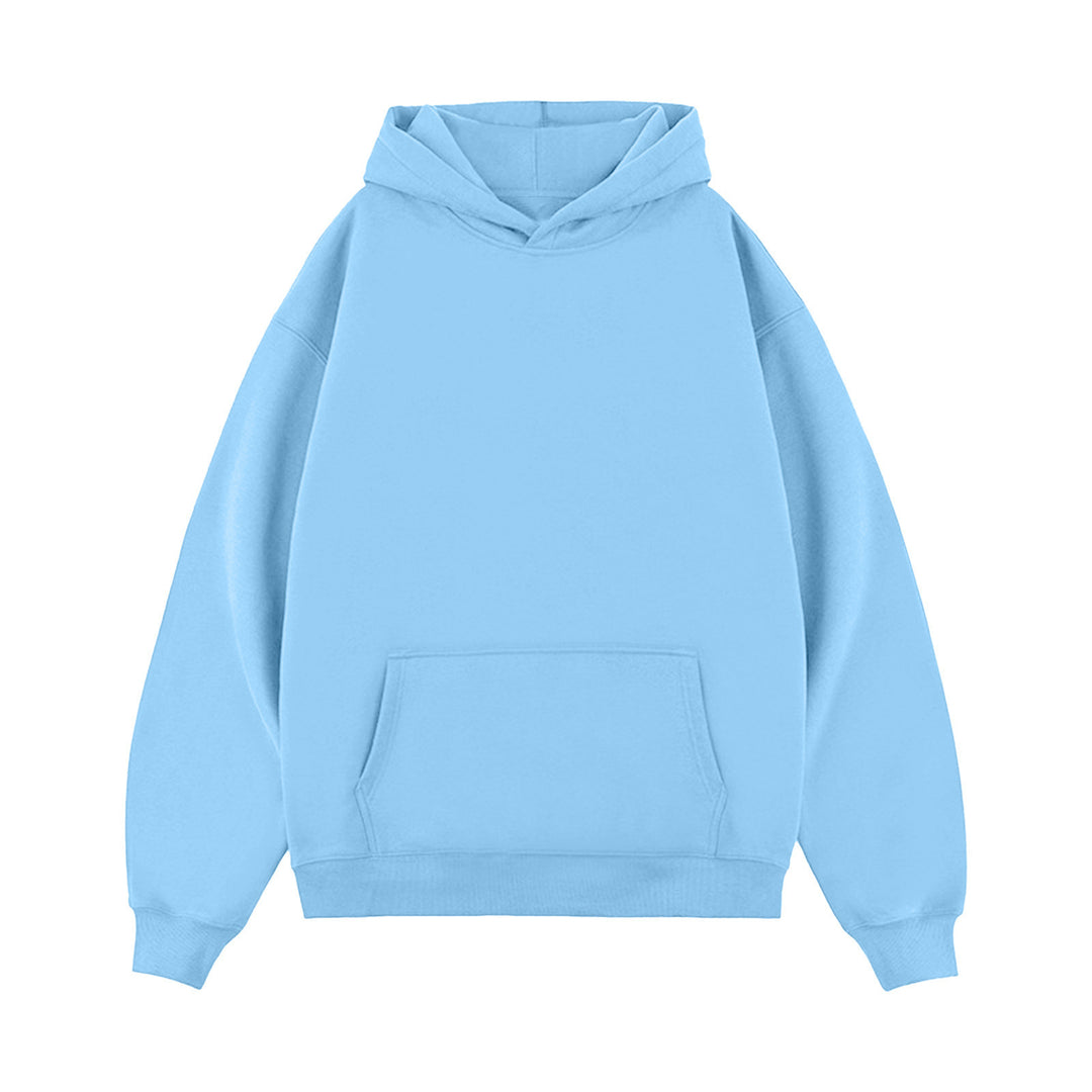Unisex minimalistischer Oversize-Kapuzenpullover mit gedoppelter Kapuze, tiefer Schulter und breitem Rippbund EB