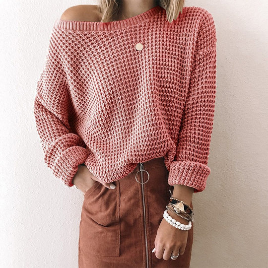 Damen lässiger Strickpullover im modernen Netzdesign EB