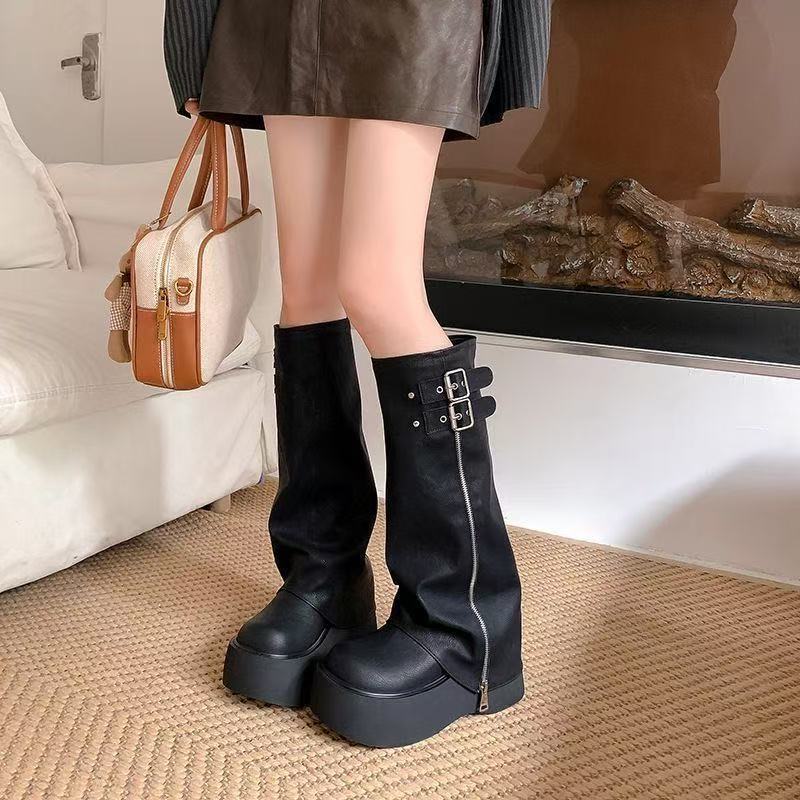 Damen Hochwertige Plateau-Stiefel im modernen Schnitt EB