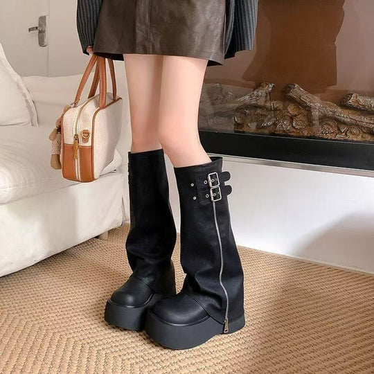Damen Hochwertige Plateau-Stiefel im modernen Schnitt EB