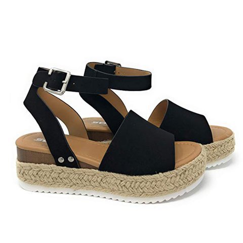 Damen Plateau-Sandalen mit verstellbarem Riemen EB