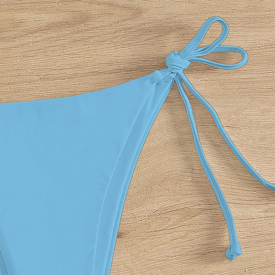 Damen Hoch geschnittene Bikini-Hose mit verstellbaren Bindebändern EB