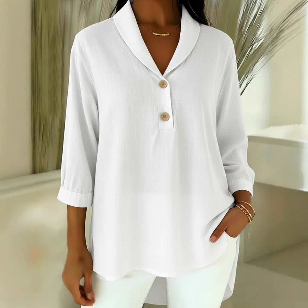 Damen Elegantes Hemd mit modernem Kragen und Knopfdetails EB