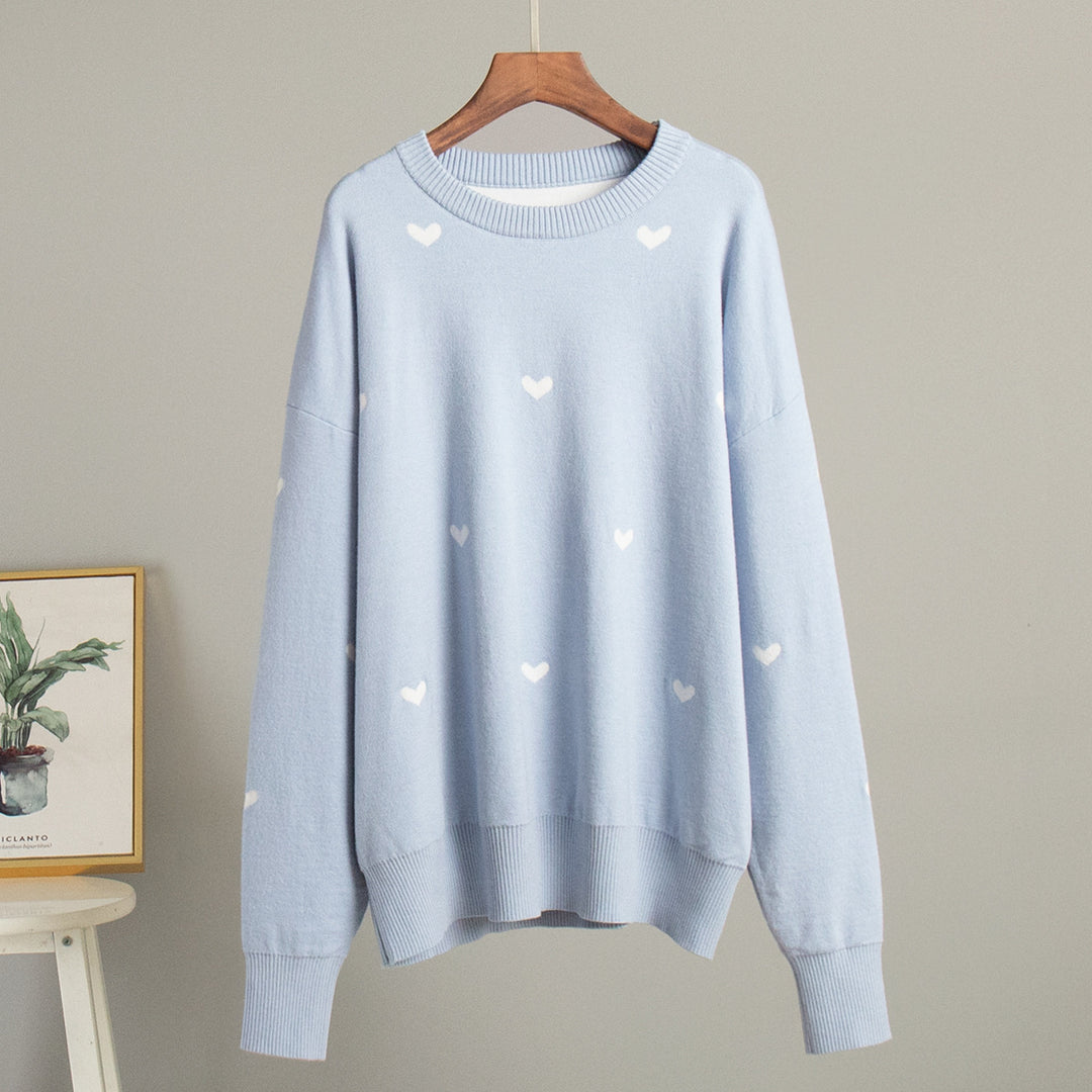 Damen Lässiger Pullover mit Herz-Muster EB