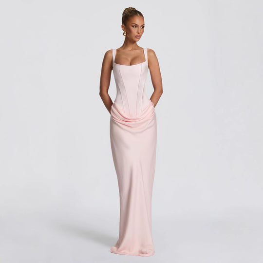 Damen Elegantes Maxikleid mit figurbetonendem Schnitt und raffiniertem Faltenwurf EB