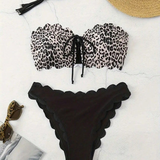 Damen Bikini-Set mit skulpturalem Design und modischem Animal-Print EB