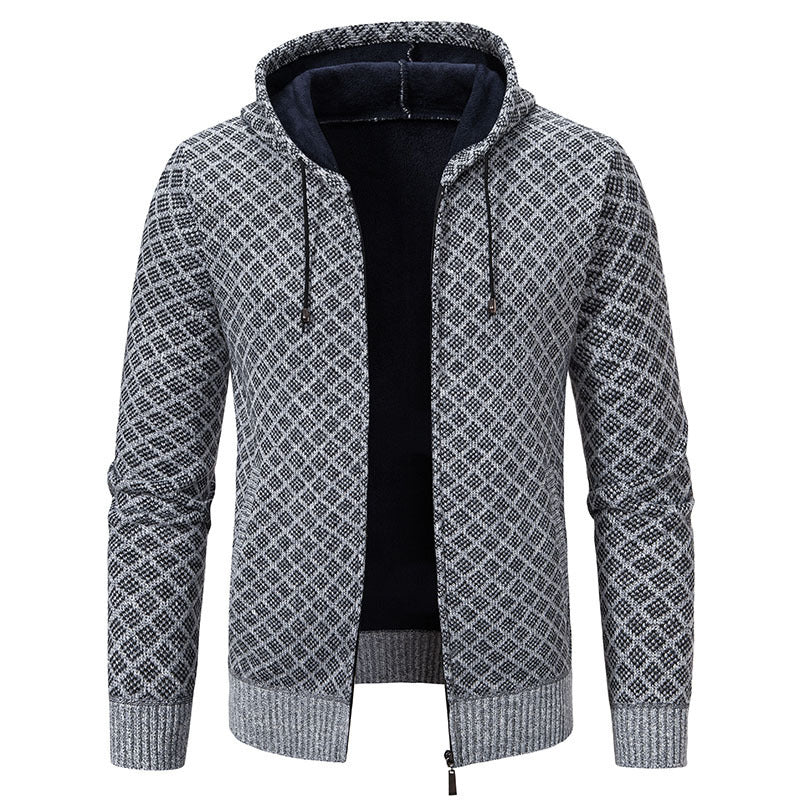 Herren stylische Jacke mit modernem Wabenmuster und Kapuze EB