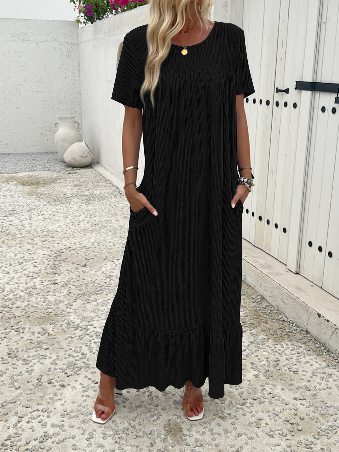 Damen Maxi-Kleid mit praktischem Taschen-Design EB