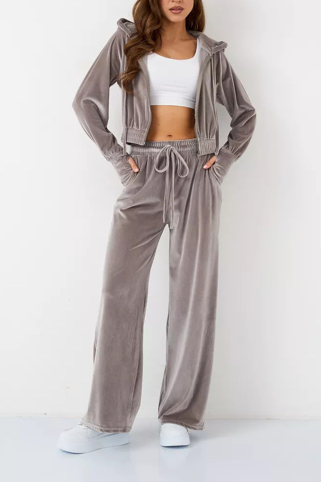 EB | Minimalismus Fleece Kapuzenpullover und Jogginghose Zweiteiler Satz