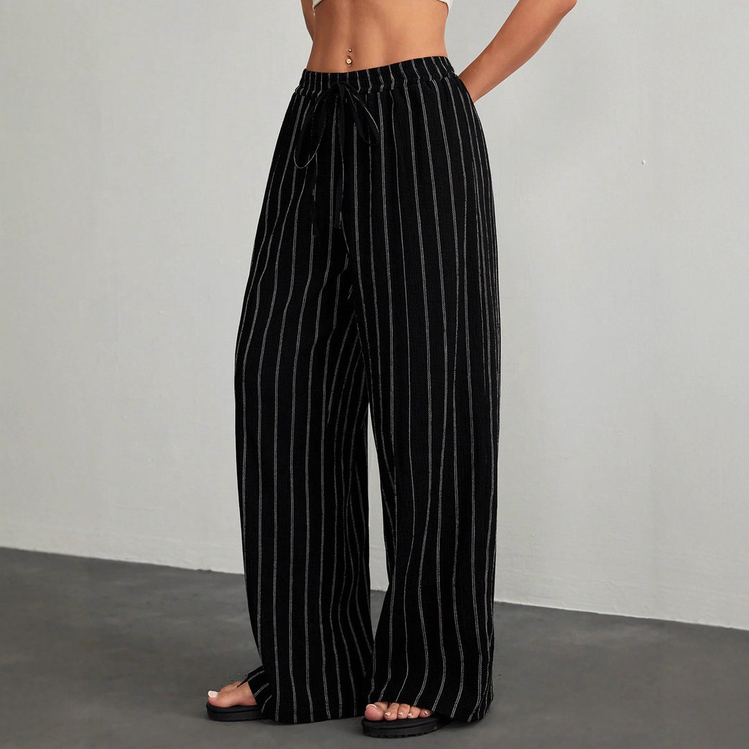 Damen Weit geschnittene gestreifte Freizeithose EB