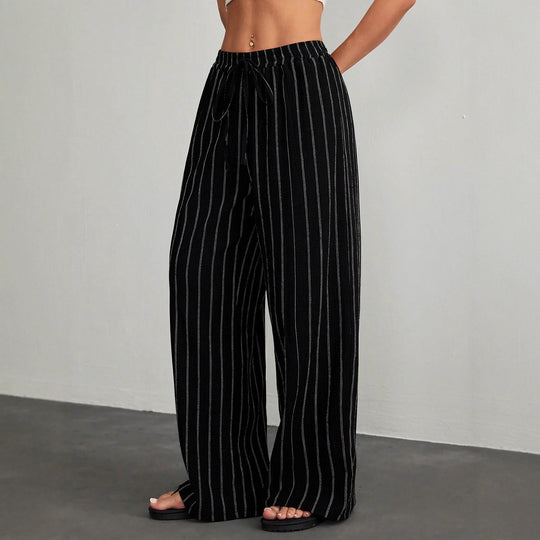 Damen Weit geschnittene gestreifte Freizeithose EB