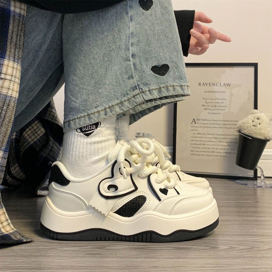 Damen modische Plüsch Sneakers mit dicker Sohle EB