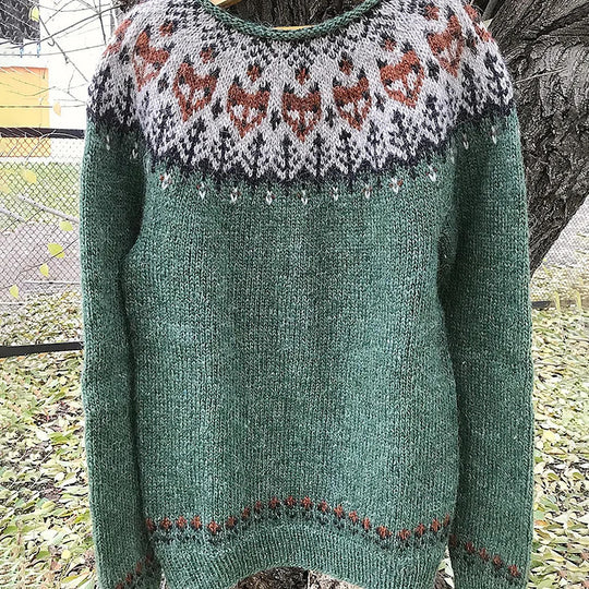 Damen nan Norwegerpullover aus Wollmix mit Rundhalsausschnitt und traditionellem Fair-Isle-Yoke EB