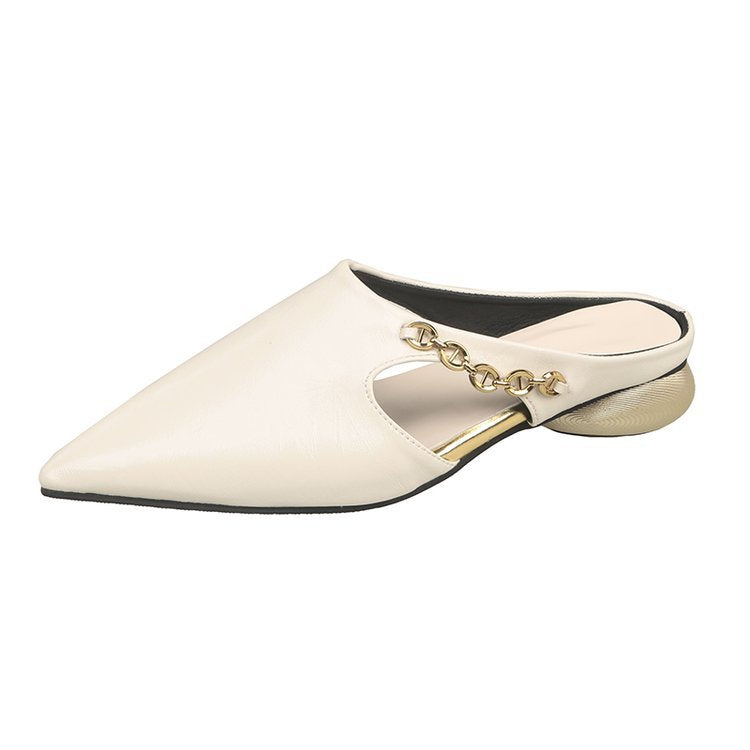 Damen elegante Mules mit modischem Kettenakzent EB