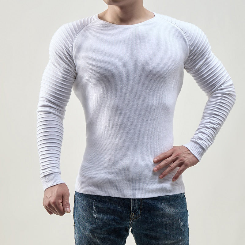 Herren moderner Langarmpullover mit strukturiertem Design und ribbeliertem Ärmel EB