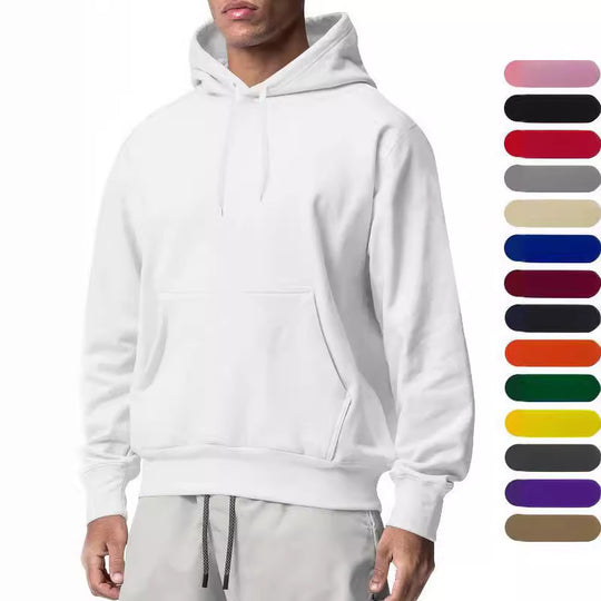 Herren nan Kapuzenpullover mit Kängurutasche, Relaxed-Fit und gerippten Bündchen EB