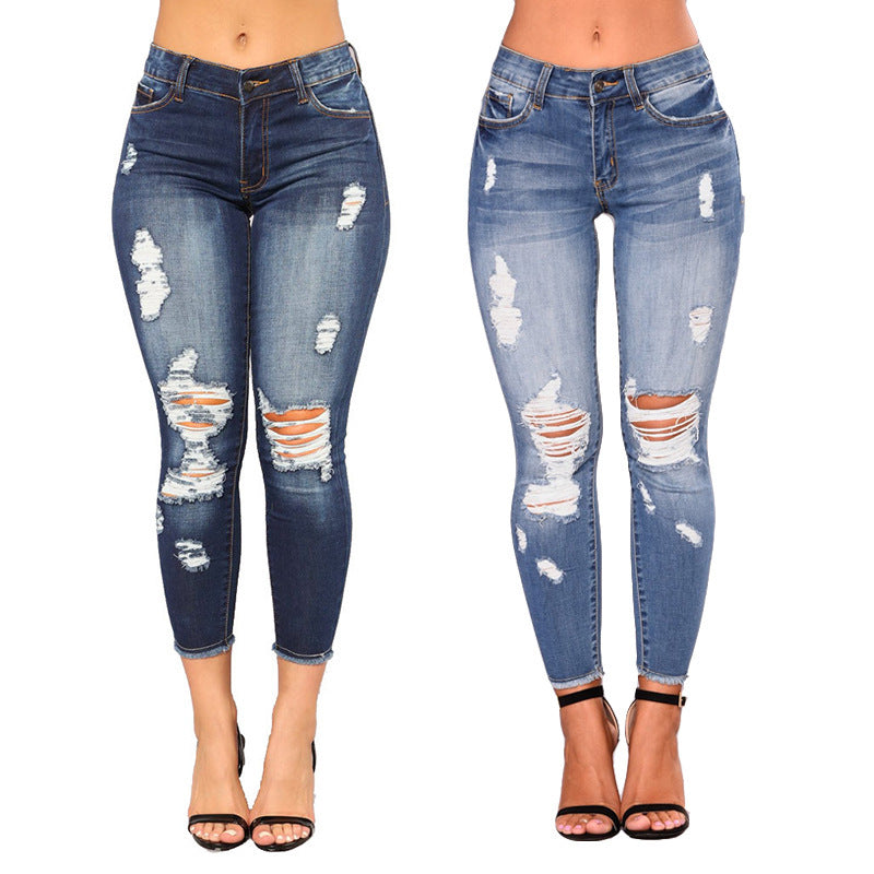 Damen Skinny Jeans mit angesagtem Destroyed-Look EB
