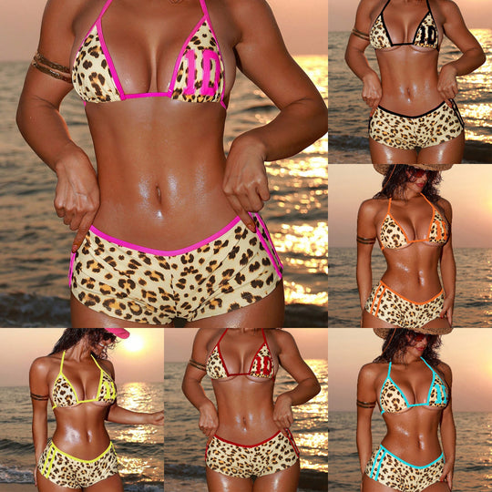 Damen Triangel-Bikini mit auffälligem Animal-Print und sportlichem Schnitt EB