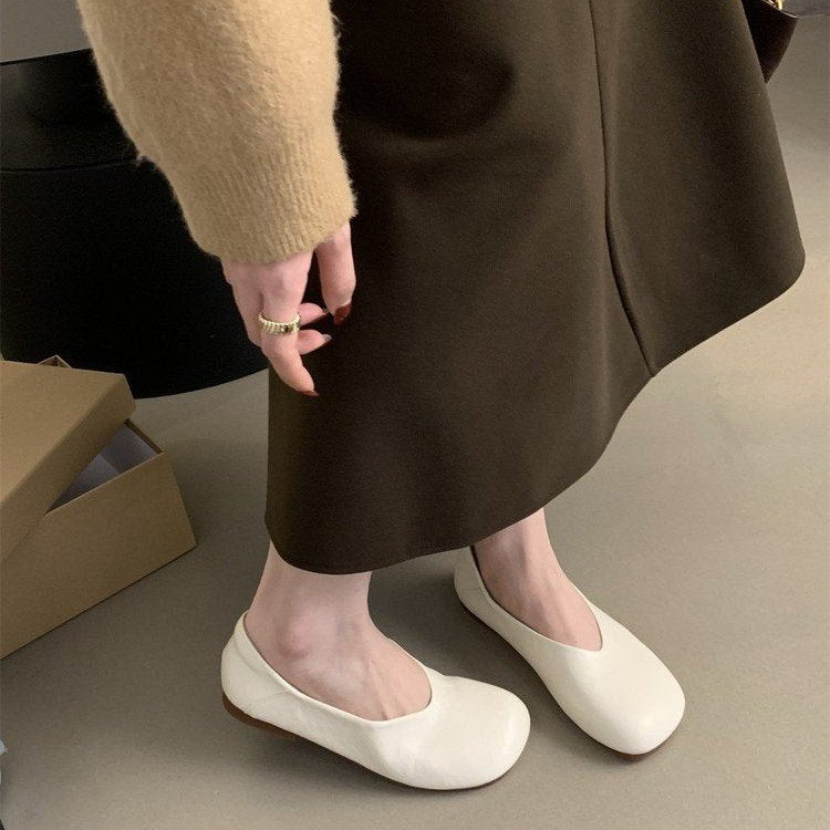Damen Ballerina-Pantoletten mit weichem Leder und bequemem Fußbett EB