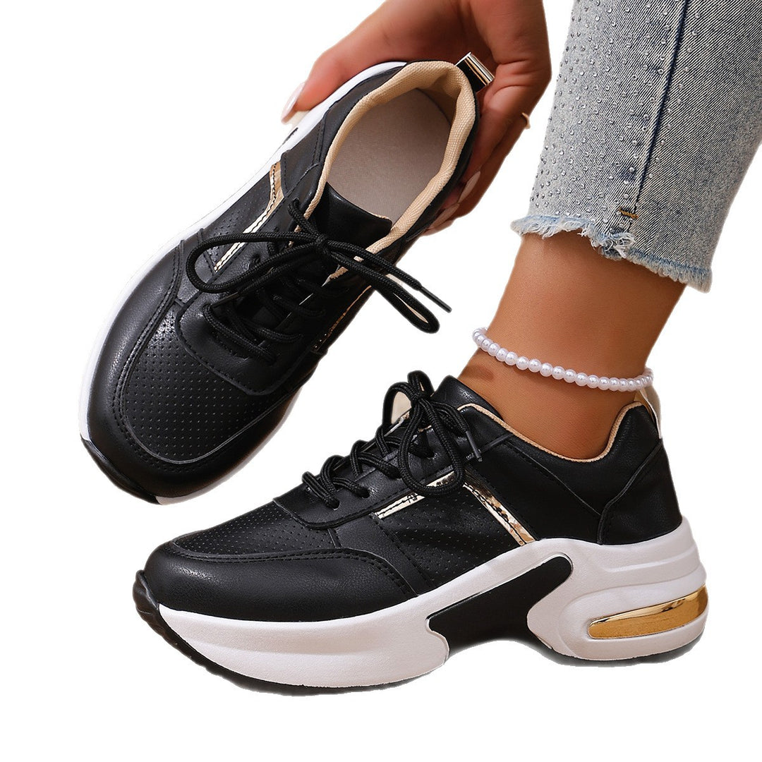 Damen modische Sneakers mit atmungsaktivem Obermaterial und stilvollem Metallic-Detail EB