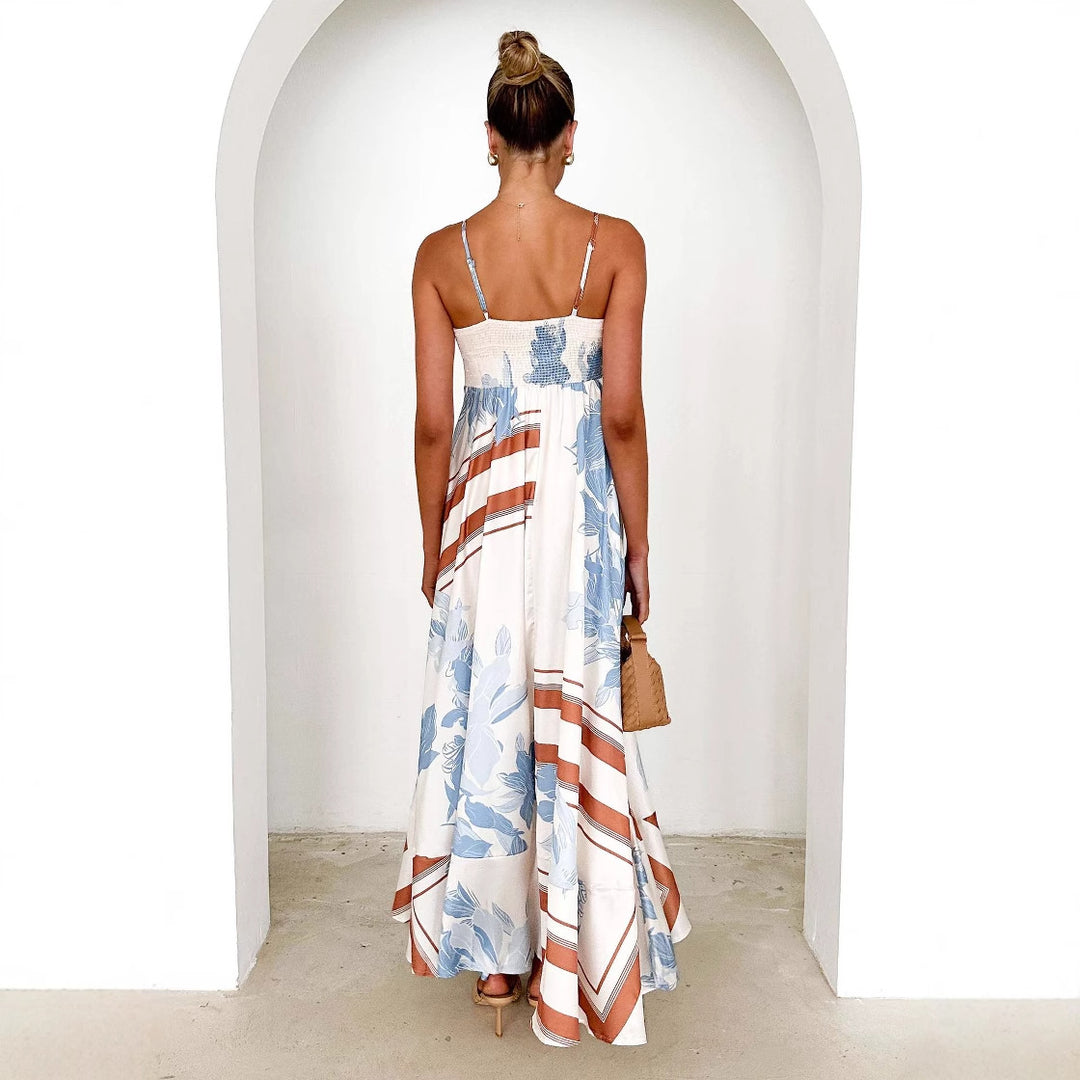 Damen Maxikleid mit verspieltem Blumendesign und ausgeschnittenen Details EB