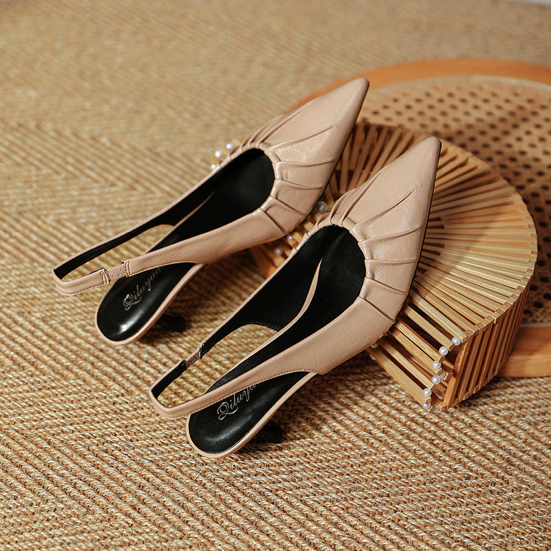 Damen Slingback-Pumps mit feinem Falten-Design EB