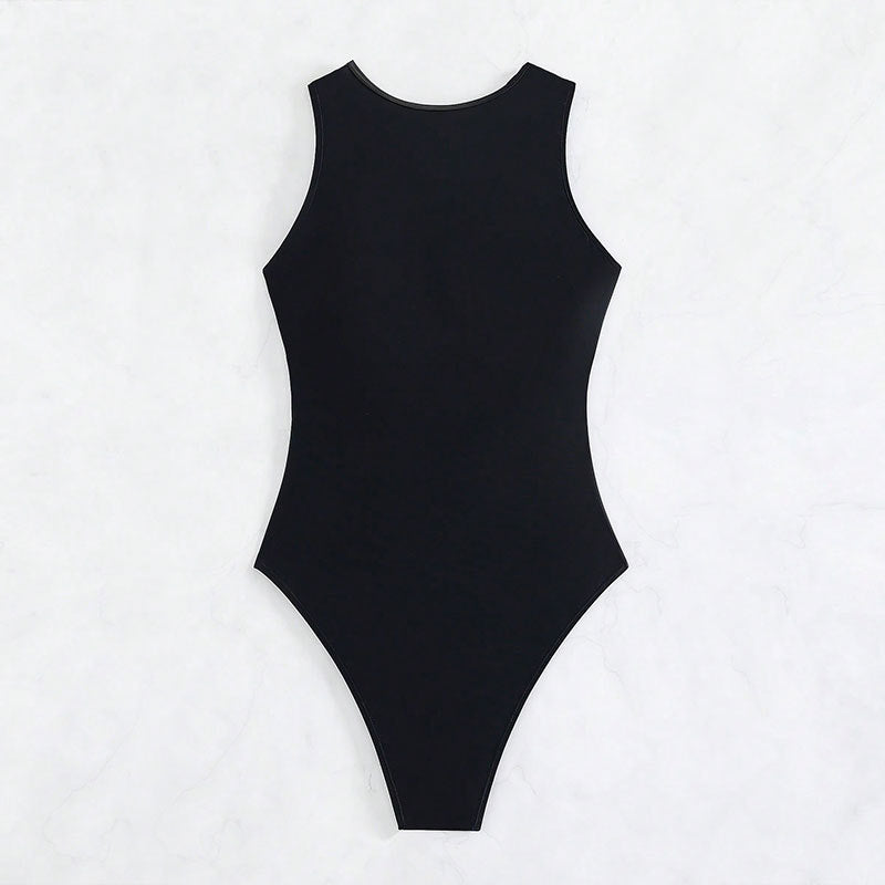 Damen Einteiliger Badeanzug mit tiefem V-Ausschnitt und figurformendem Design EB