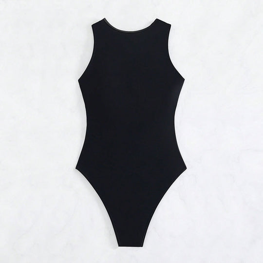 Damen Einteiliger Badeanzug mit tiefem V-Ausschnitt und figurformendem Design EB