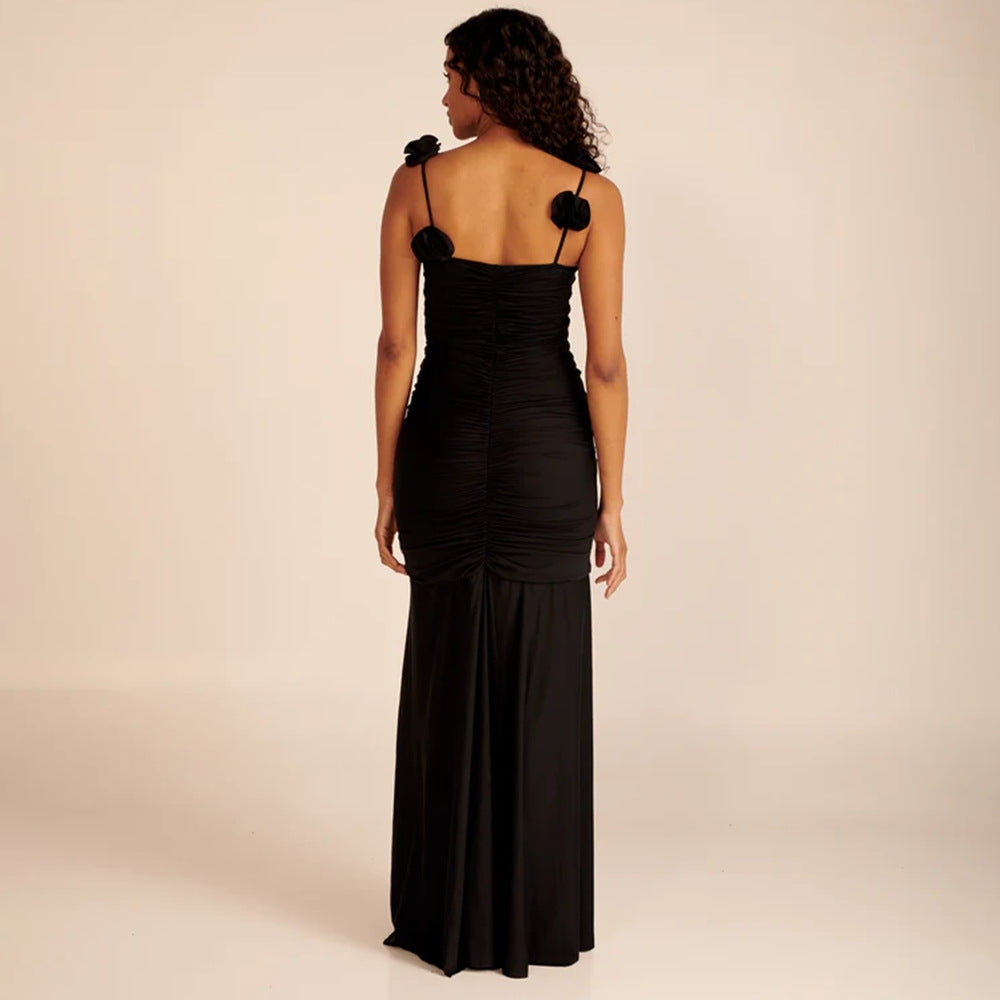 Damen Wickelkleid mit raffinierten Falten und verspielt Blumendetails EB