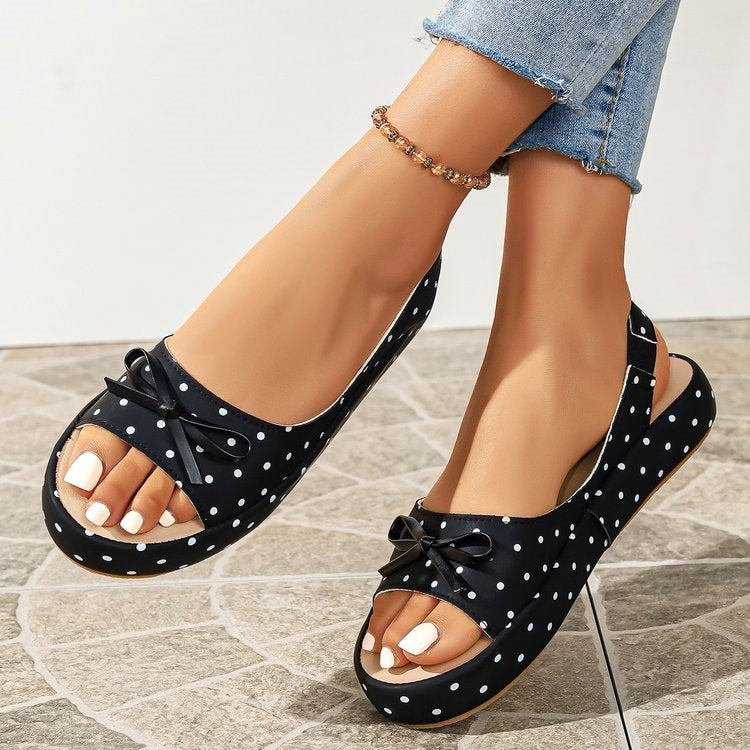 Damen Offene Ballerinas mit dekorativem Schleifendetail EB