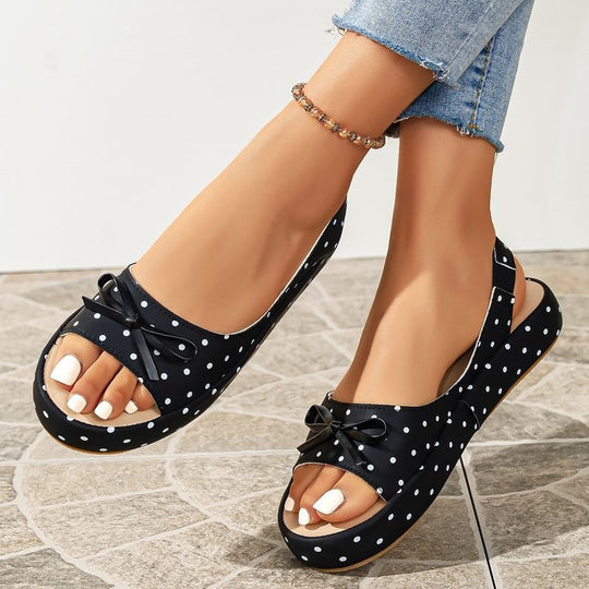 Damen Offene Ballerinas mit dekorativem Schleifendetail EB