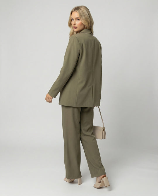 Damen elegantes Anzug-Set mit weitem Hosenbein und modernem Blazer EB