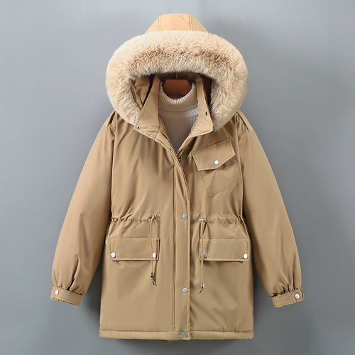 Damen Isolierte Winterjacke mit abnehmbarem Kunstpelzkragen und großzügigen Taschen EB