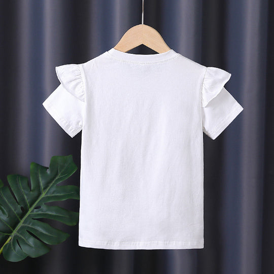 Mädchen T-Shirt mit dekorativem Rüschendesign und kunstvollem Schleifenmotiv EB