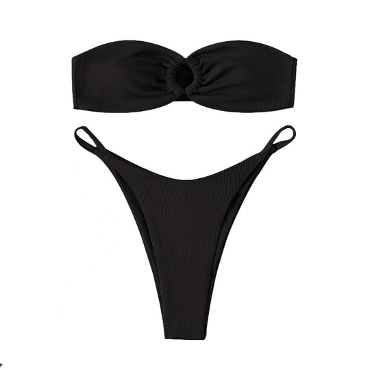 Damen Bandeau-Bikini mit Ringdetails EB