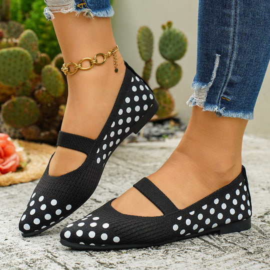 Damen Ballerinas mit punktiertem Design und elastischem Fesselriemen EB