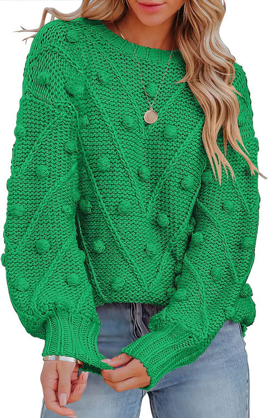 Damen stylischer Strickpullover mit strukturiertem 3D-Muster EB