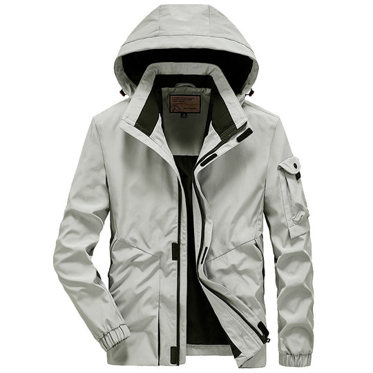 Herren Leichter Wasserabweisender Windbreaker mit Kapuze und Mehrfachtaschen EB