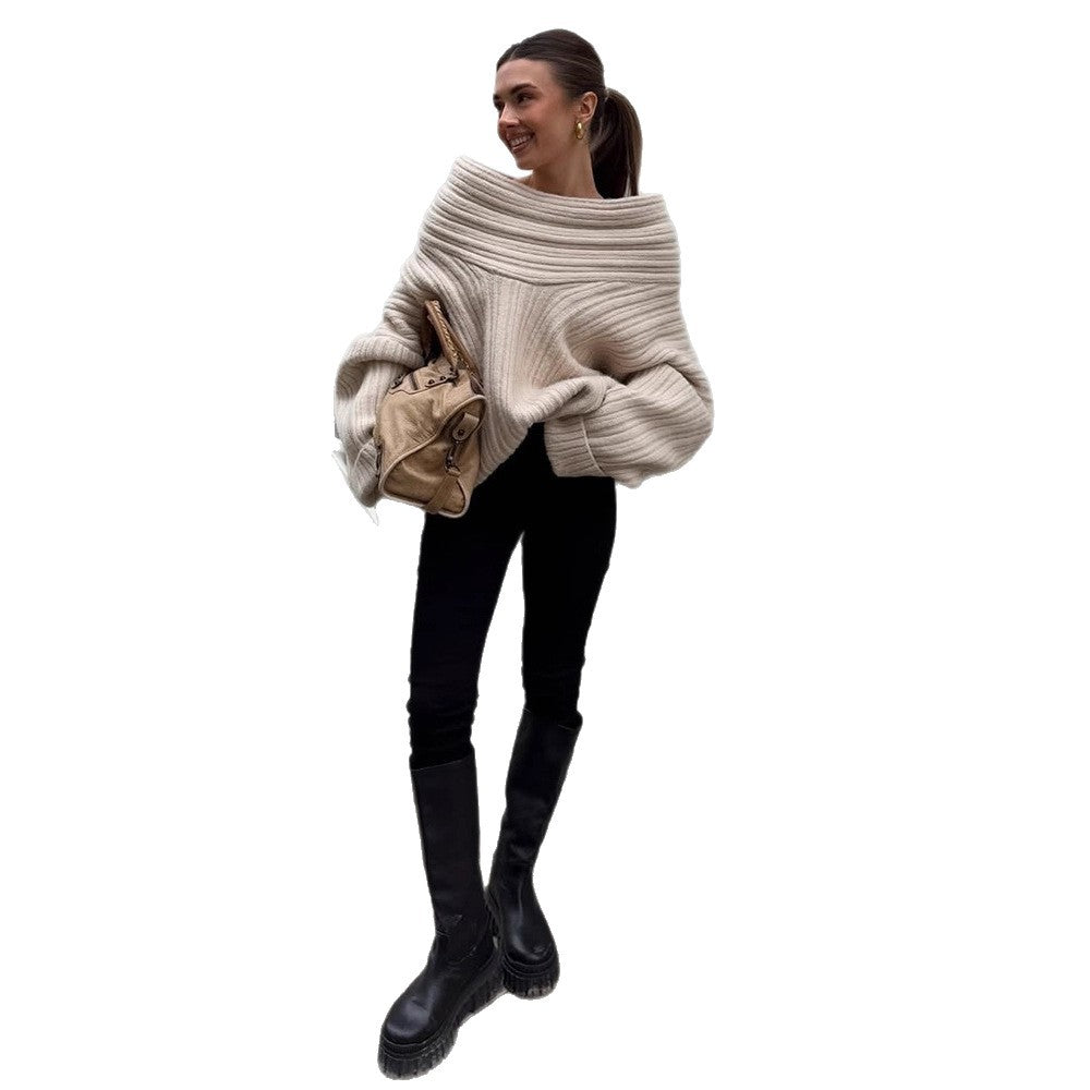 Damen Oversized Strickpullover mit lässigem Schnitt und voluminösen Ärmeln EB