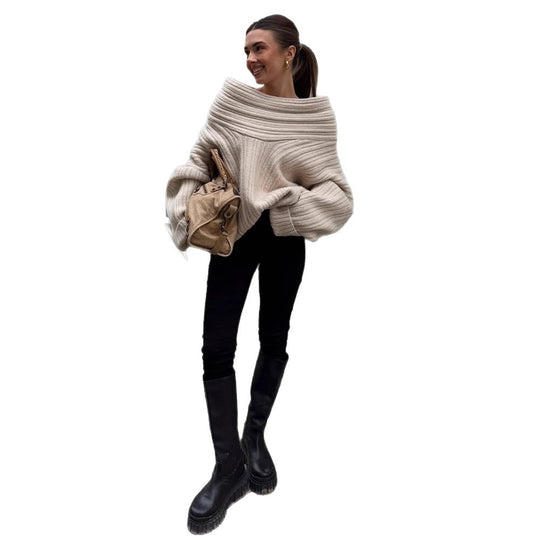 Damen Oversized Strickpullover mit lässigem Schnitt und voluminösen Ärmeln EB