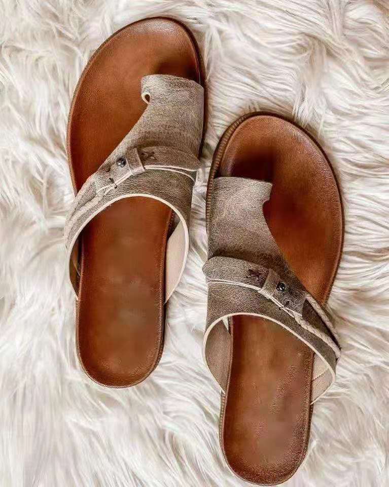 Damen Komfortable Zehentrenner-Sandalen mit raffiniertem Riemendesign EB