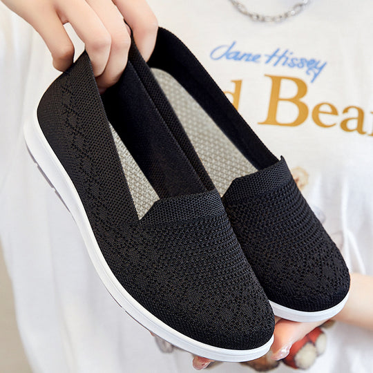 Damen nan leichter gestrickter Slip-On Komfort-Walking-Sneaker mit atmungsaktivem 3D-Strickoberteil und flexibler Leichtlaufsohle EB