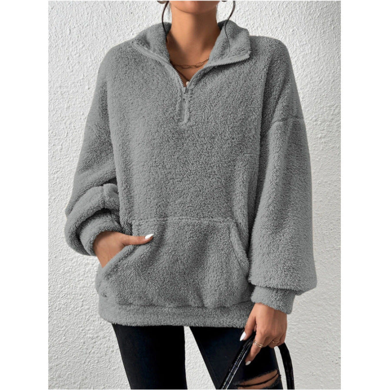 Damen Fleece-Pullover mit hohem Kragen EB