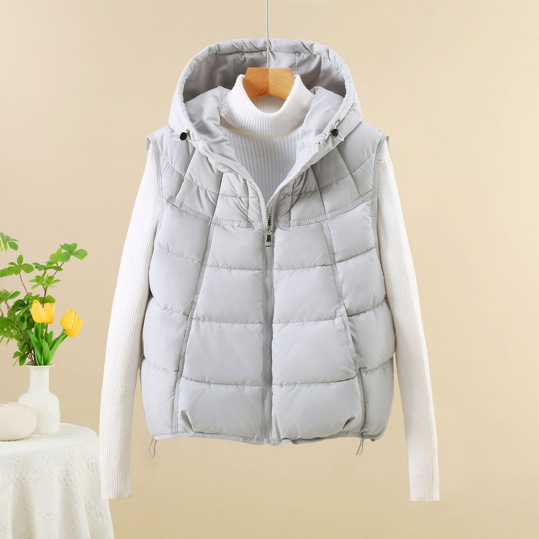 Damen nan leichte gesteppte Thermo-Weste mit ergonomischer Kapuzenblende und verstellbarem Saum EB