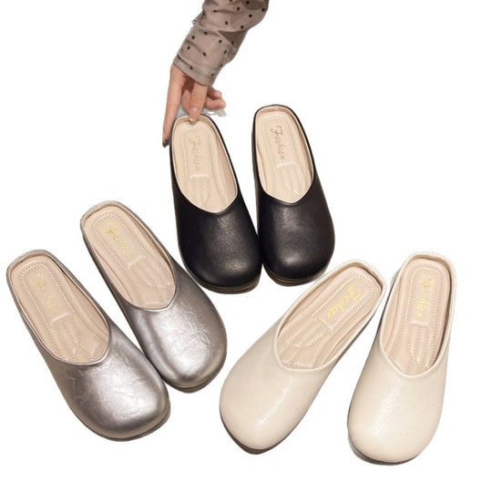 Damen modische Mules mit glänzendem Obermaterial EB