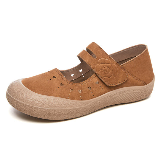 Damen Komfortable Klettschuhe mit Blütenverzierung EB