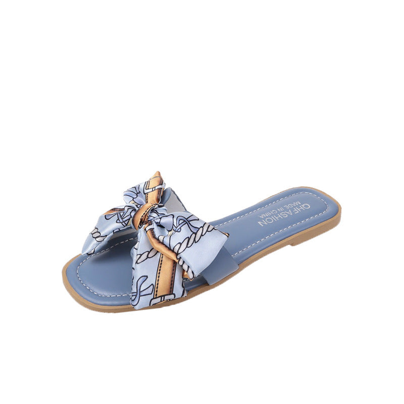 Damen Slide-Pantoletten mit dekorativem Schleifen-Design EB