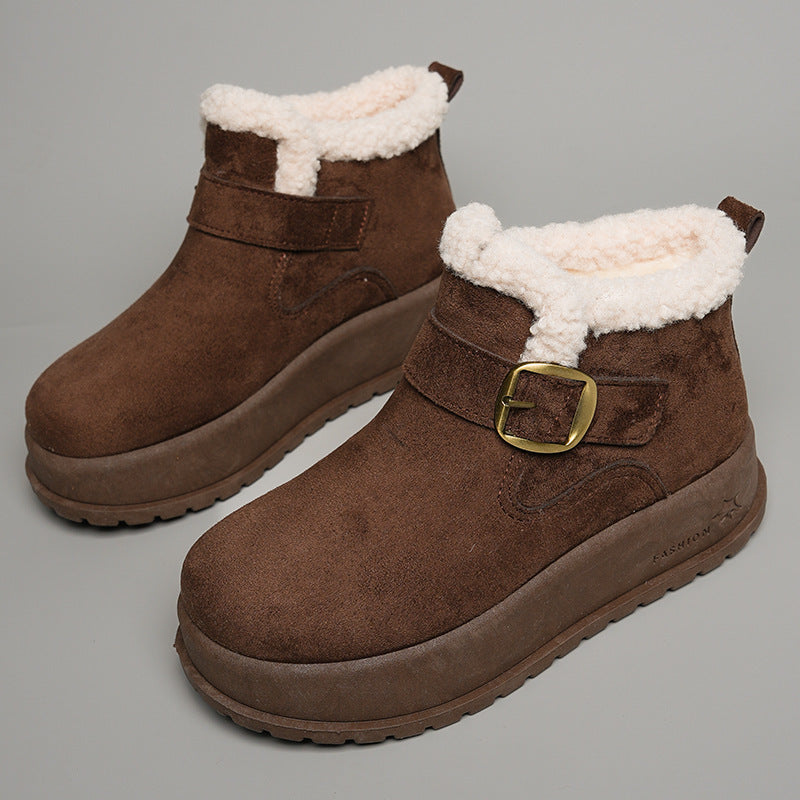 Damen Winterstiefel mit hochwertigem Fleece-Innenfutter und modischer Schnalle EB